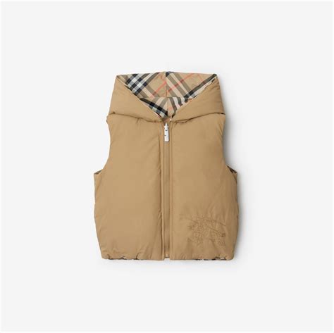 Reversible Check Gilet in Sand 